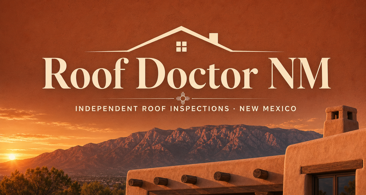Roof Doctor NM — Independent Roof Inspections · New Mexico, adobe roof at Sandia sunset